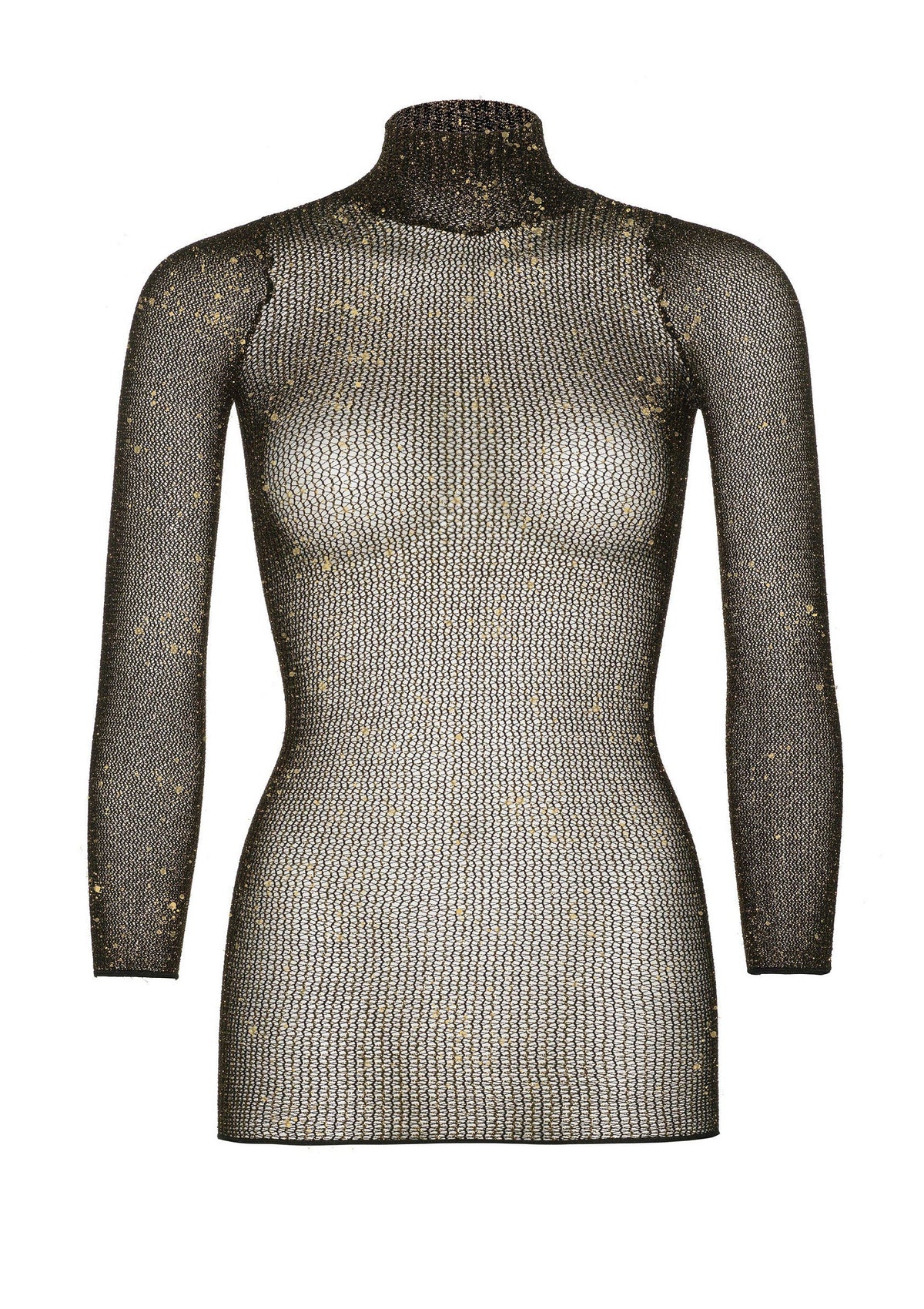 85252 leg avenue very sexy lingerie lurex sleeved fishnet dress