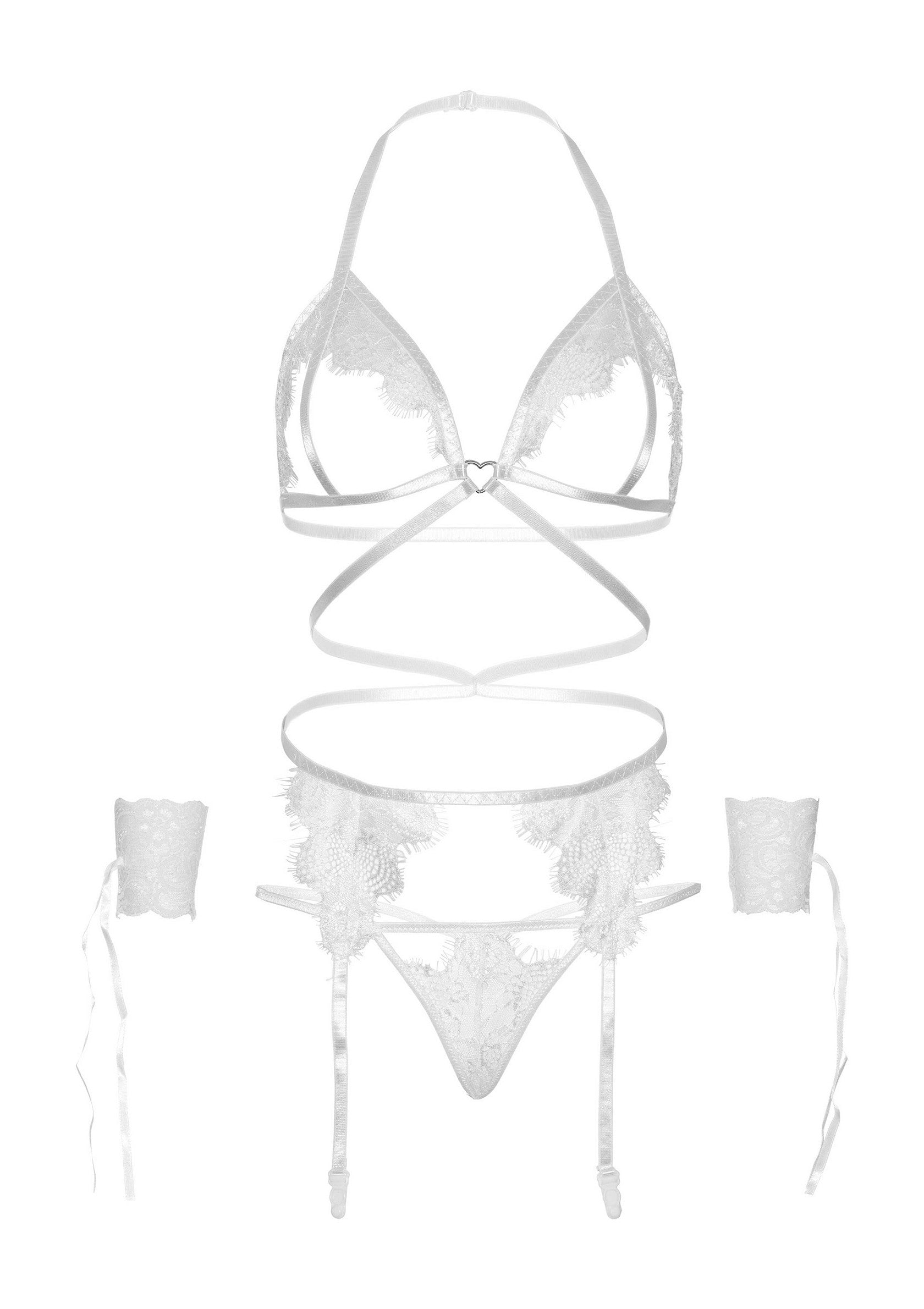 85303 leg avenue very sexy lingerie open cup bra string garter belt and cuffs