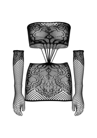 85310 leg avenue very sexy lingerie strappy lace dress and matching gloves