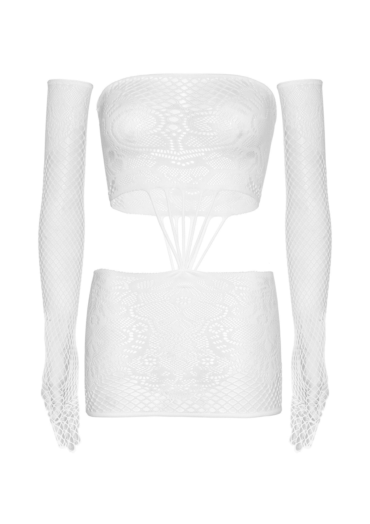 85310 leg avenue very sexy lingerie strappy lace dress and matching gloves