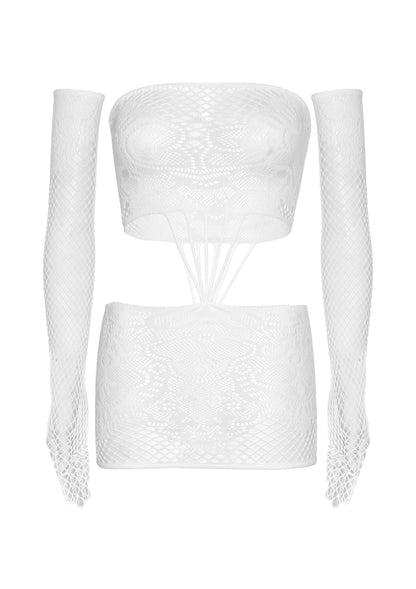 85310 leg avenue very sexy lingerie strappy lace dress and matching gloves