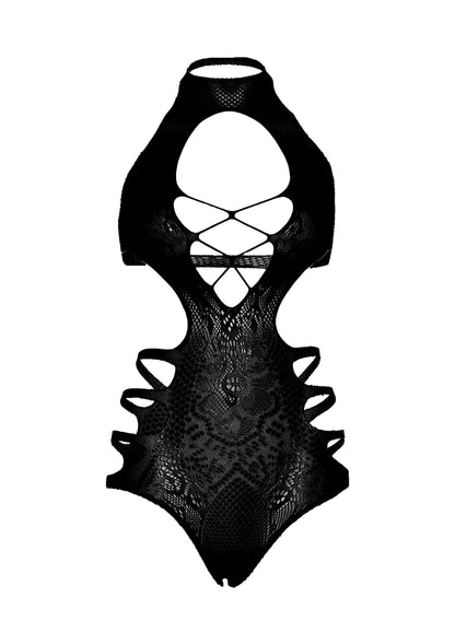 85320 leg avenue very sexy lingerie seamless lace cut out strappy bodysuit