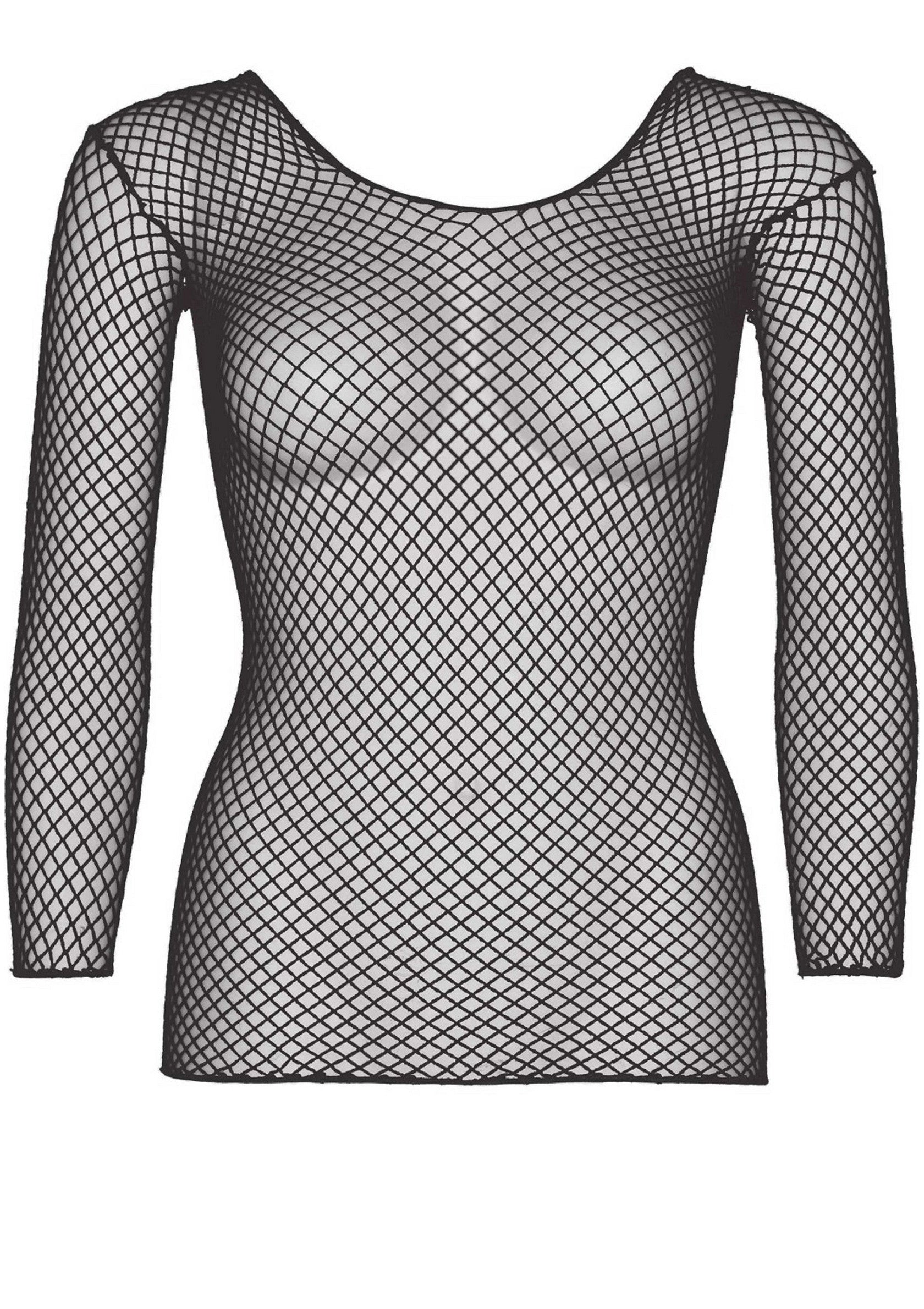 85387 leg avenue very sexy lingerie elastane long sleeved fishnet shirt