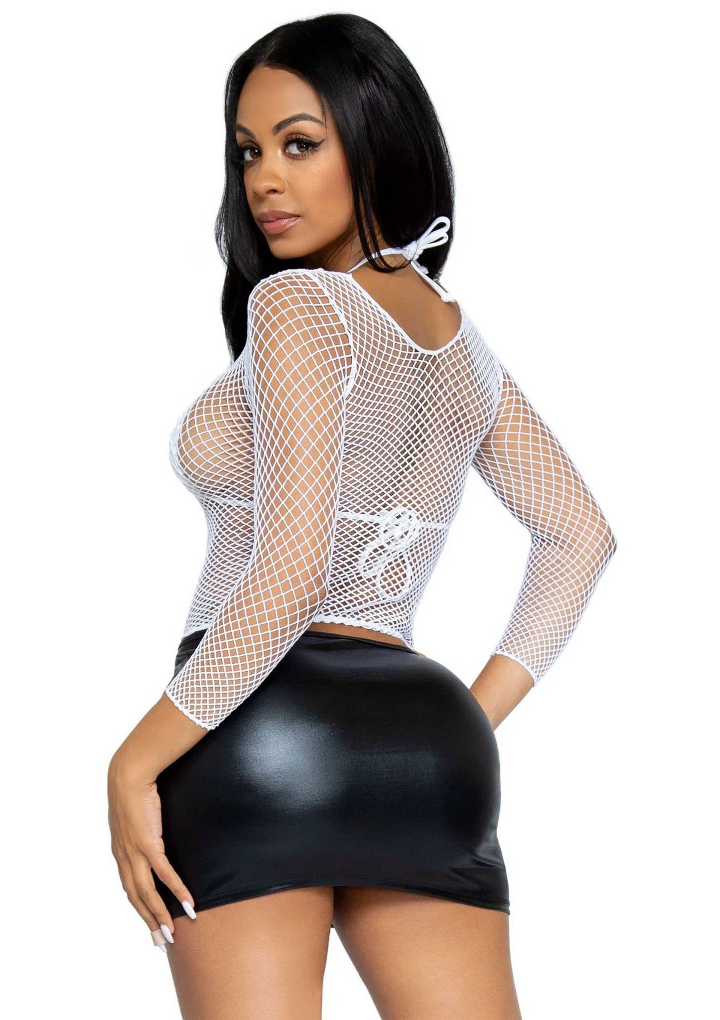 85387 leg avenue very sexy lingerie elastane long sleeved fishnet shirt