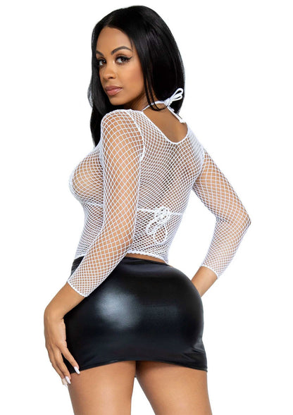 85387 leg avenue very sexy lingerie elastane long sleeved fishnet shirt