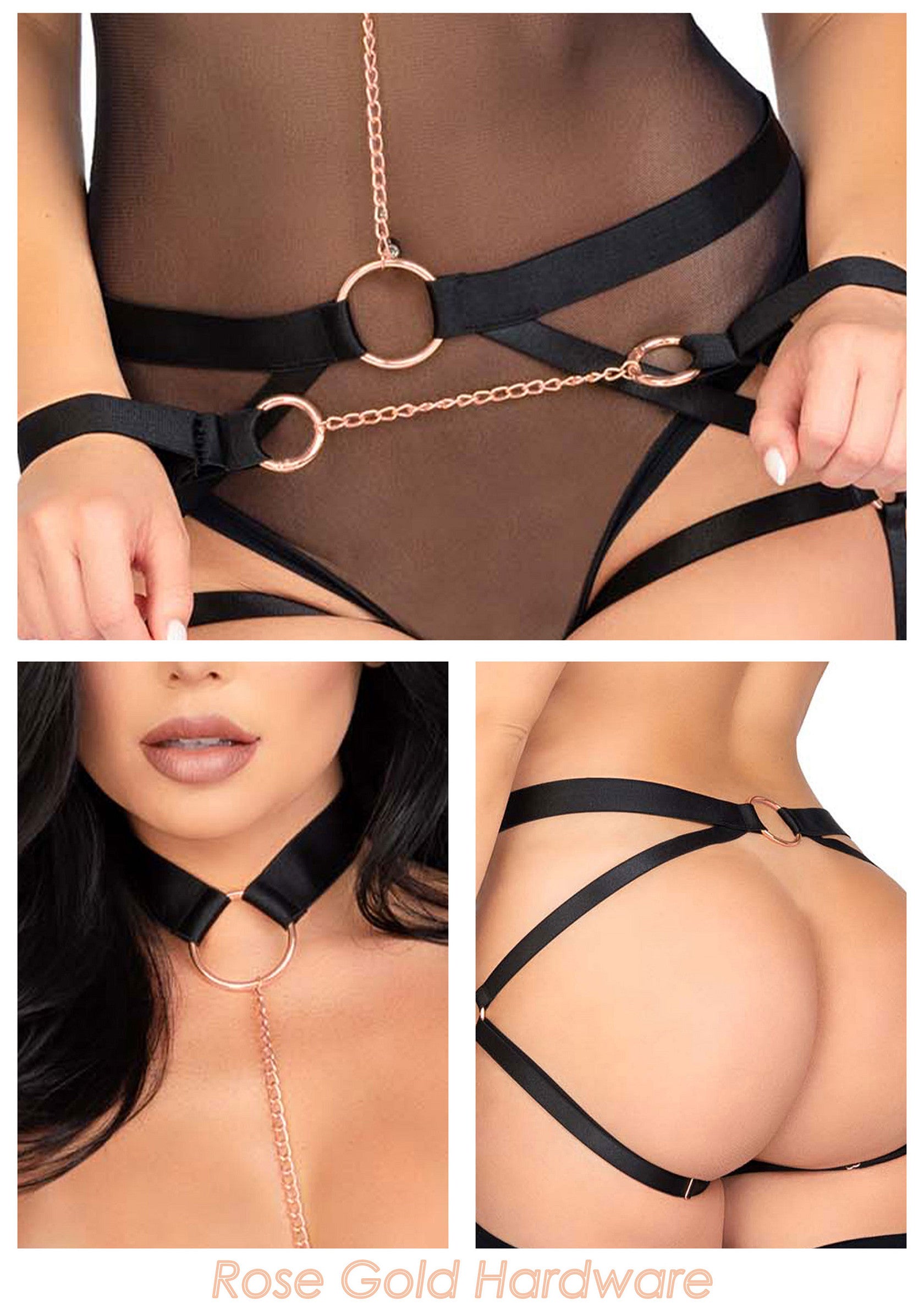 85617 kink elastic butt harness choker and cuffs
