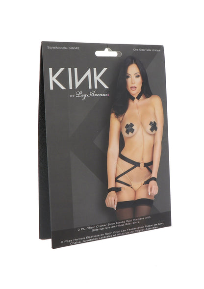 85617 kink elastic butt harness choker and cuffs