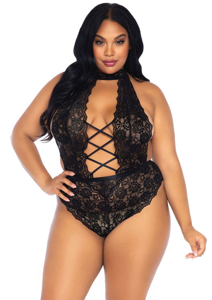 86534 leg avenue plus high neck crotchless teddy