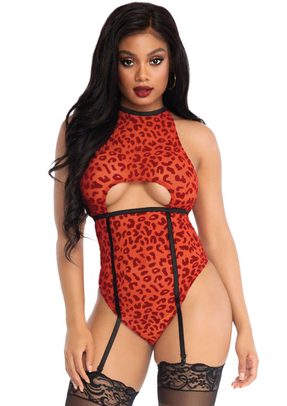 86537 leg avenue sheer backless garter teddy