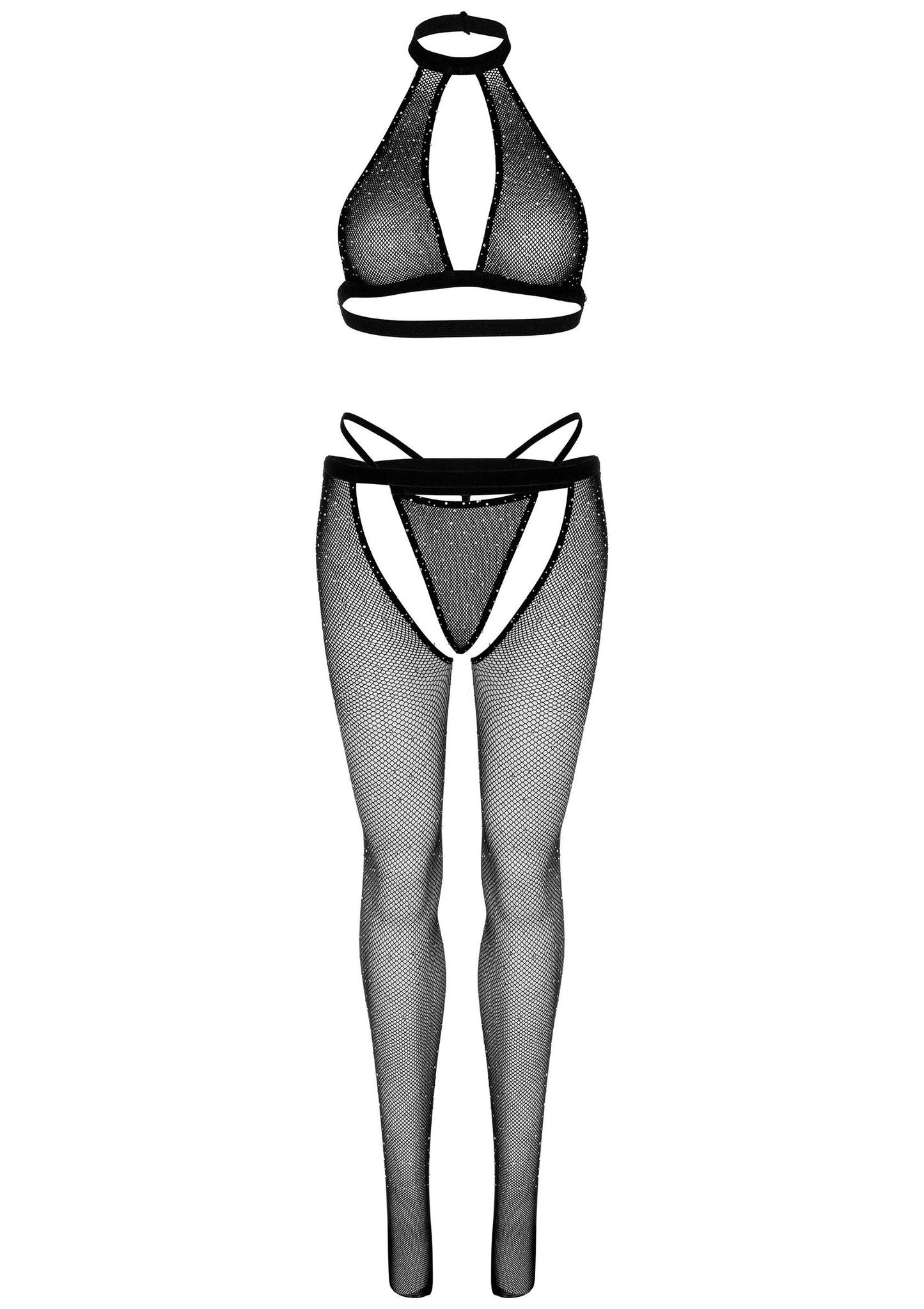 86609 leg avenue very sexy lingerie keyhole top string and crotchless tights