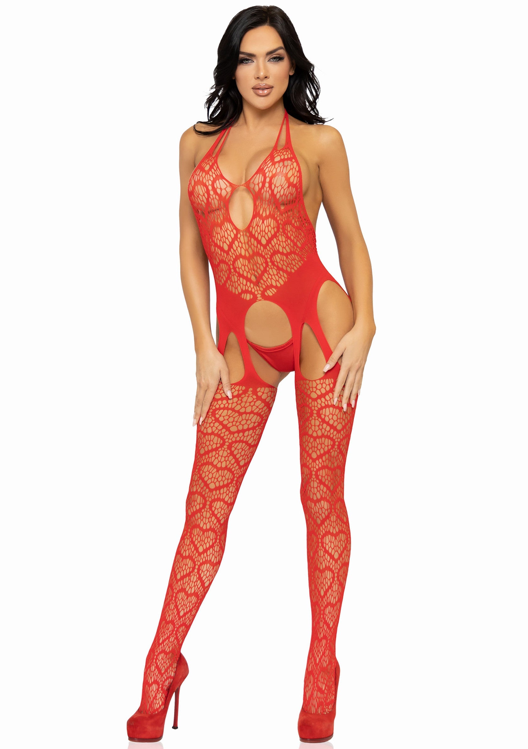 86618 leg avenue seamless heart net suspender bodystocking
