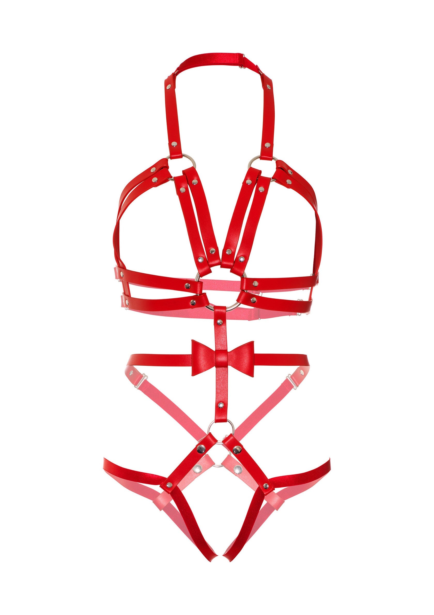 86620 kink vegan leather harness with bow