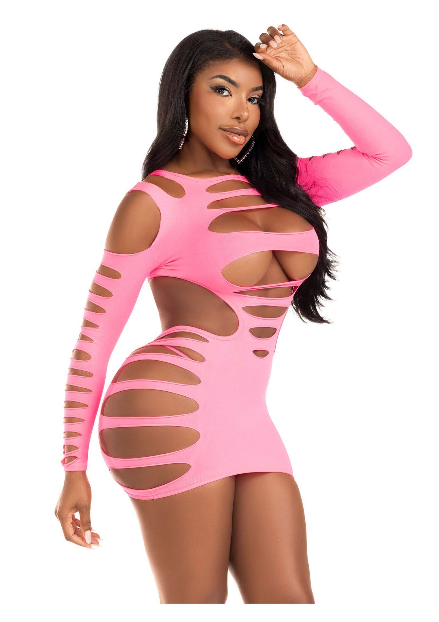 86638 leg avenue very sexy lingerie opaque shredded cut out mini dress
