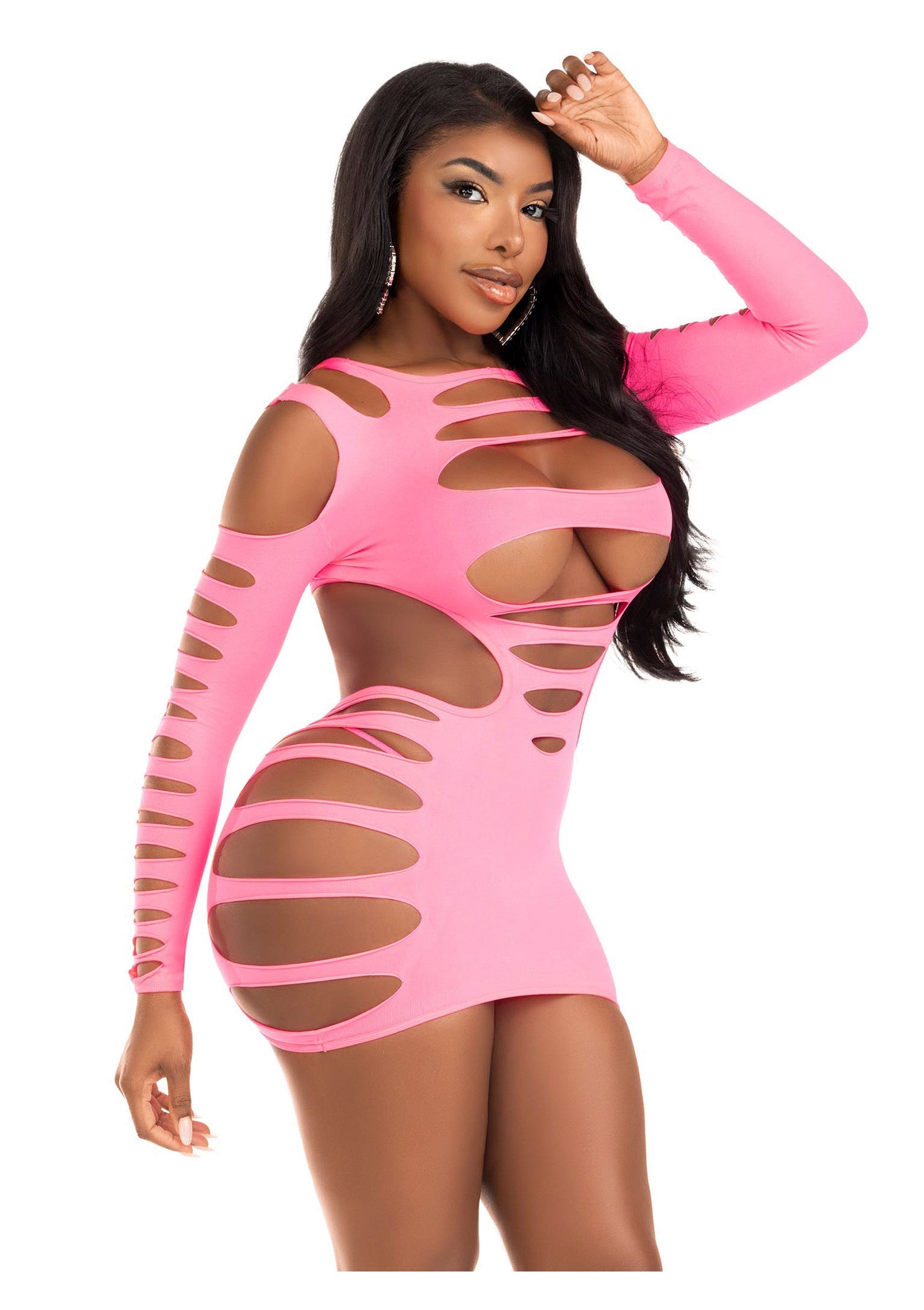86638 leg avenue very sexy lingerie opaque shredded cut out mini dress