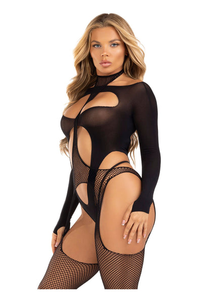 86639 leg avenue very sexy lingerie suspender bodystocking and cut out teddy