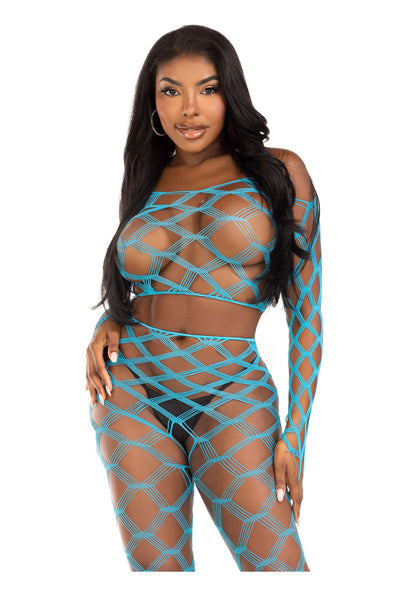 86643 leg avenue very sexy lingerie net crop top and footless tights