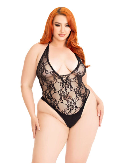 86657 leg avenue very sexy lingerie plus floral lace deep v teddy