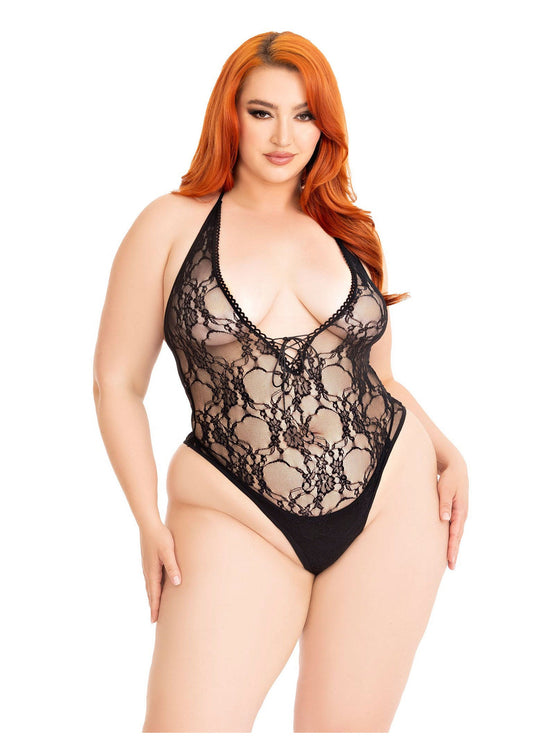86657 leg avenue very sexy lingerie plus floral lace deep v teddy