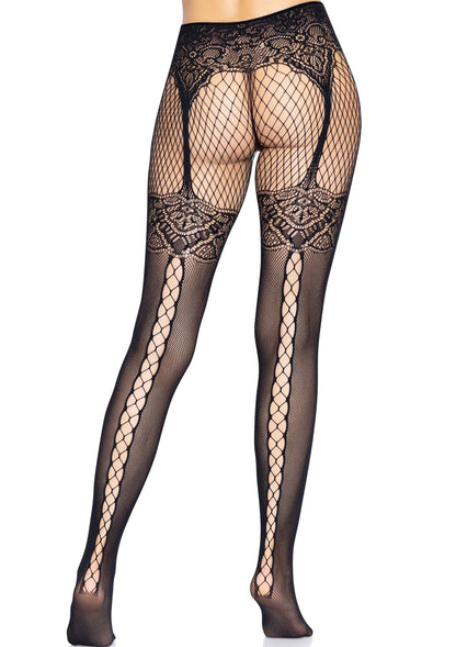 88032 leg avenue fishnet tights with lace up backseam