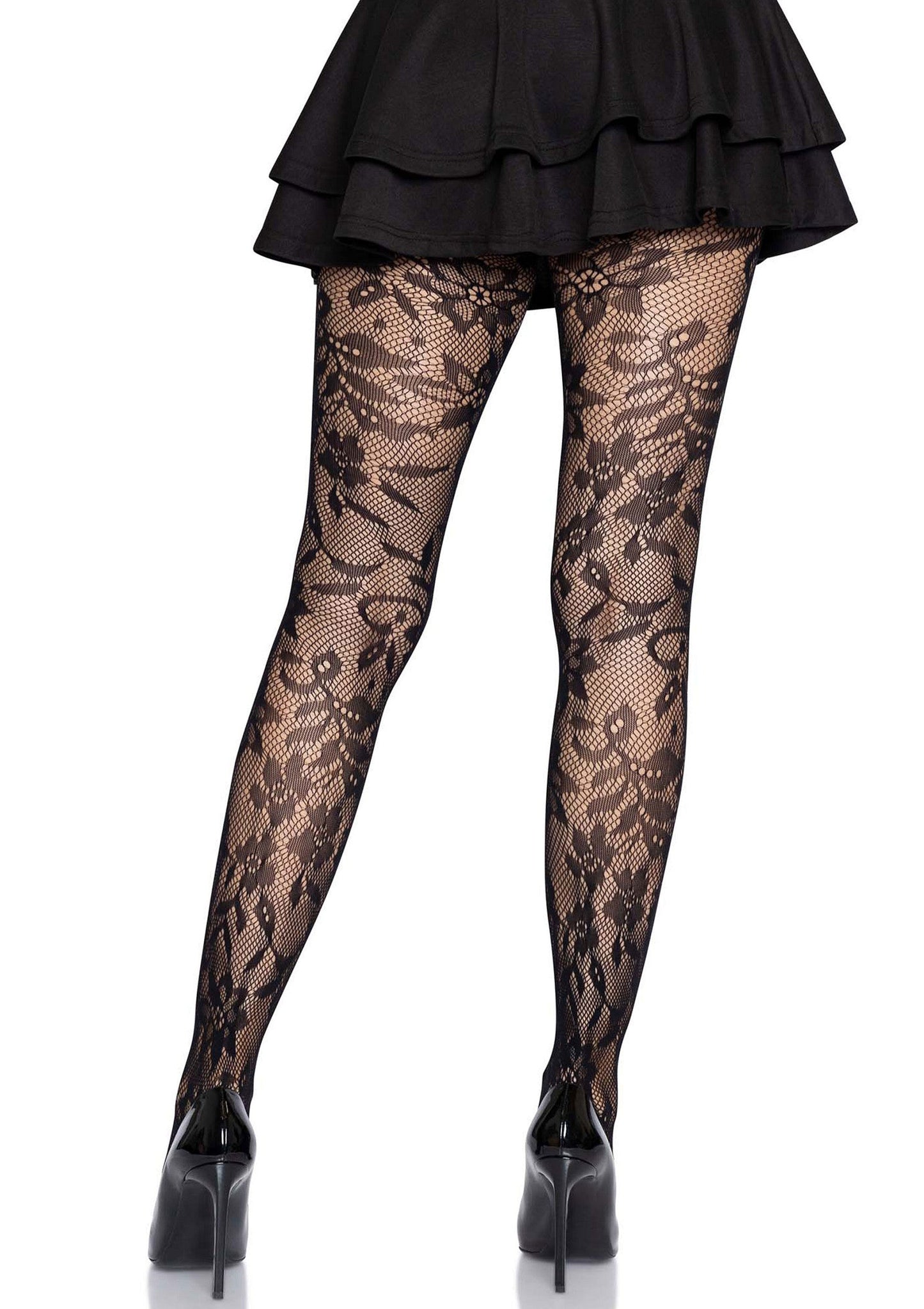 88033 leg avenue seamless floral lace pantyhose