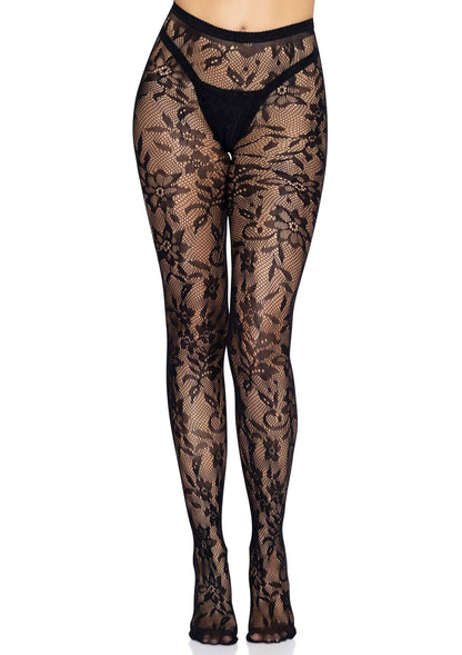 88033 leg avenue seamless floral lace pantyhose