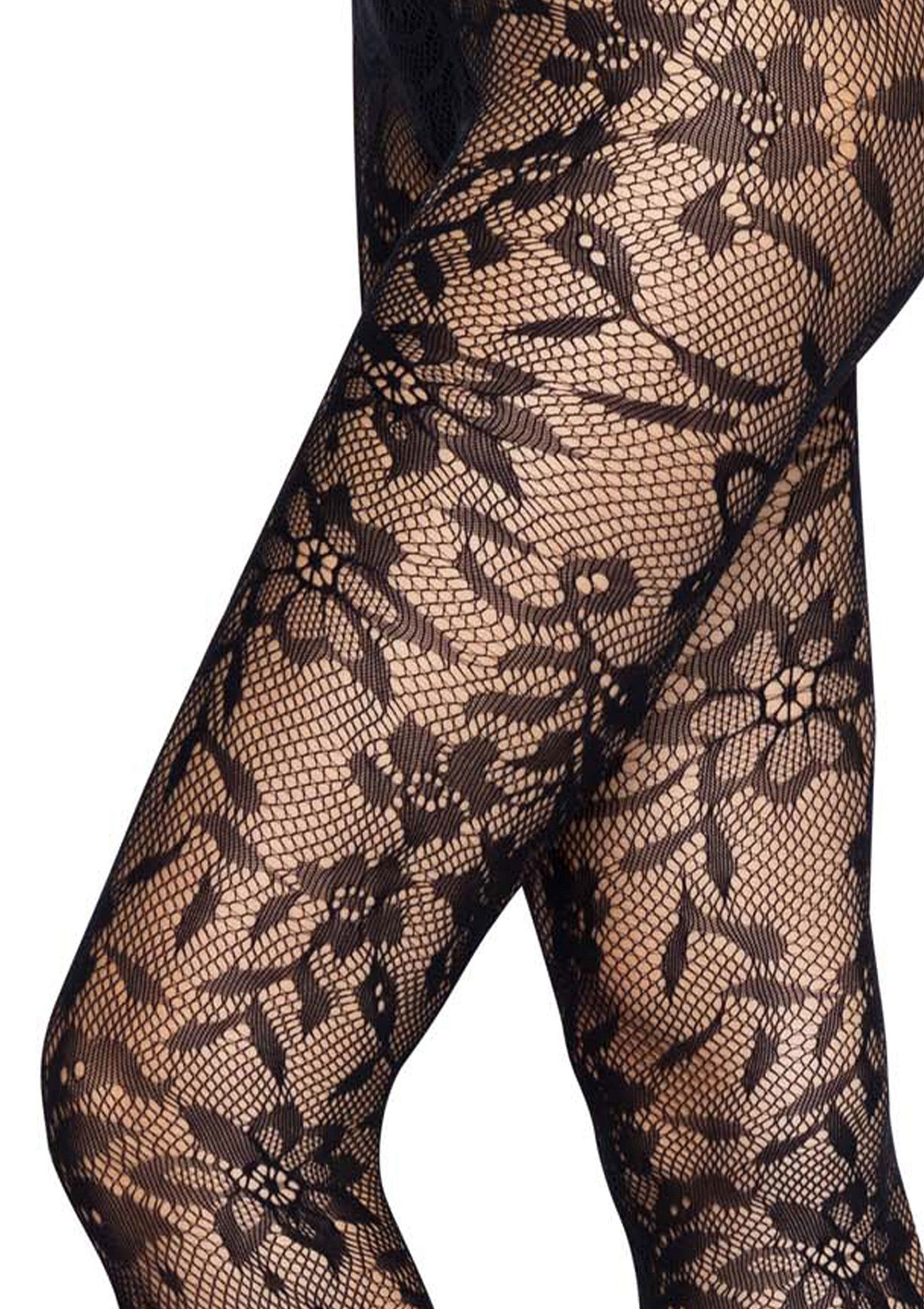 88033 leg avenue seamless floral lace pantyhose