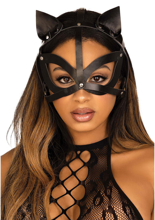 88043 leg avenue very sexy lingerie vegan leather studded cat mask