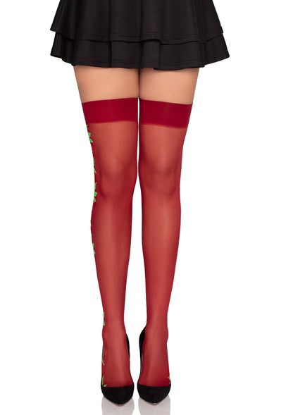 Spandex Thigh Highs with Roses