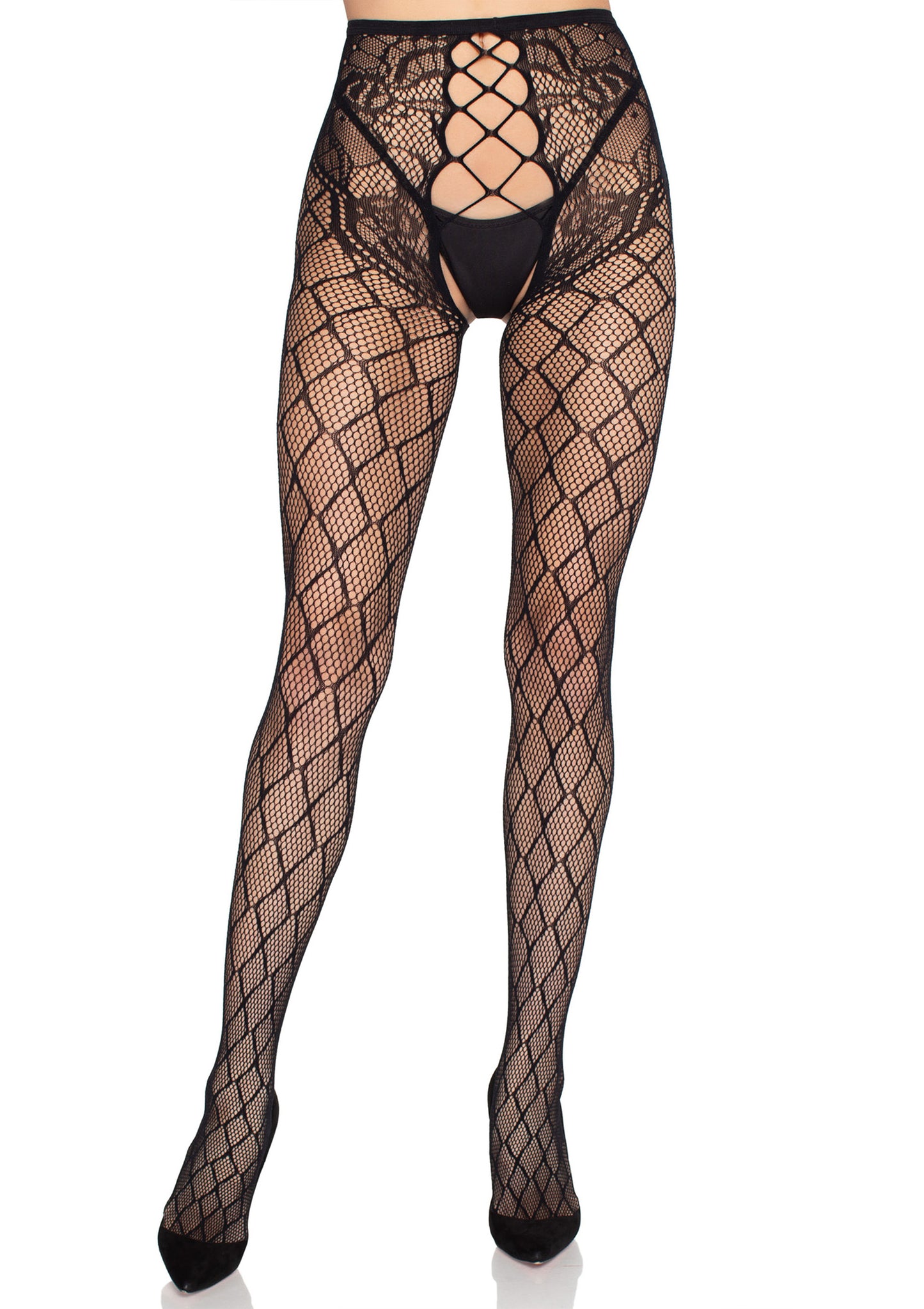 Net Tights with Crotchless Panty