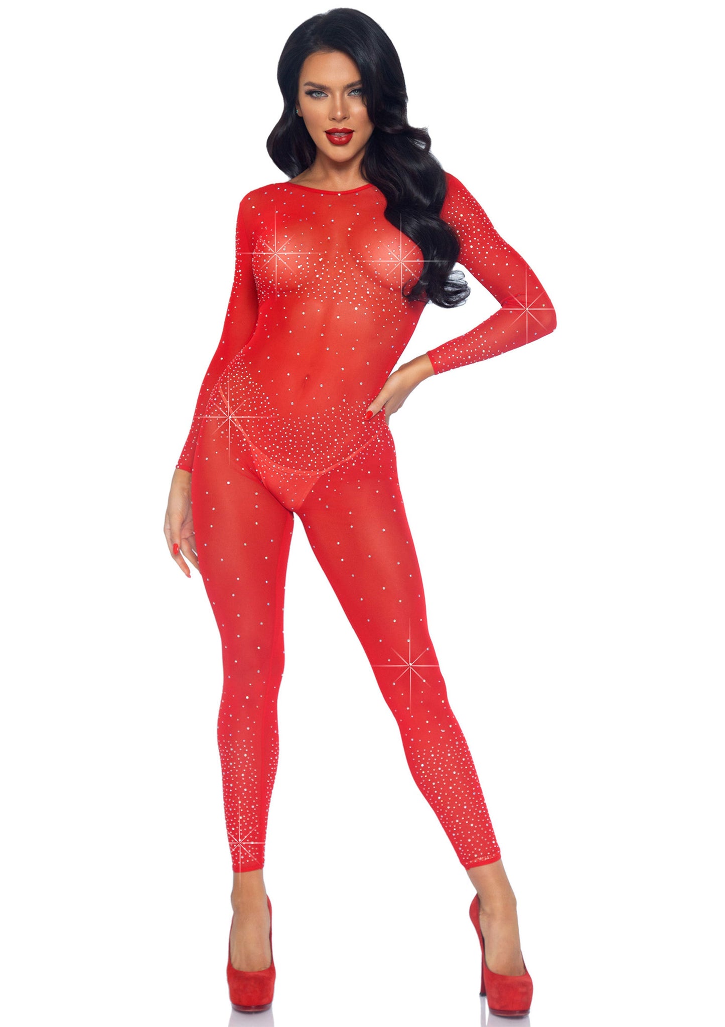 Sheer Rhinestone Catsuit