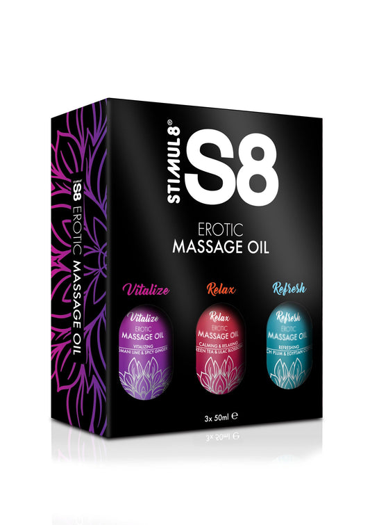 97414 stimul8 s8 massage oil box 3x 50ml