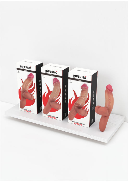 Retail Shelf Pack: Hidden Desire Inferno Vibrating Dildo Liquid Silicone