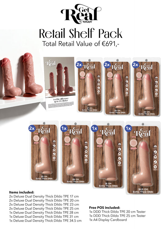 Retail Shelf Pack: ToyJoy Get Real Deluxe Dual Density Thick Dildos