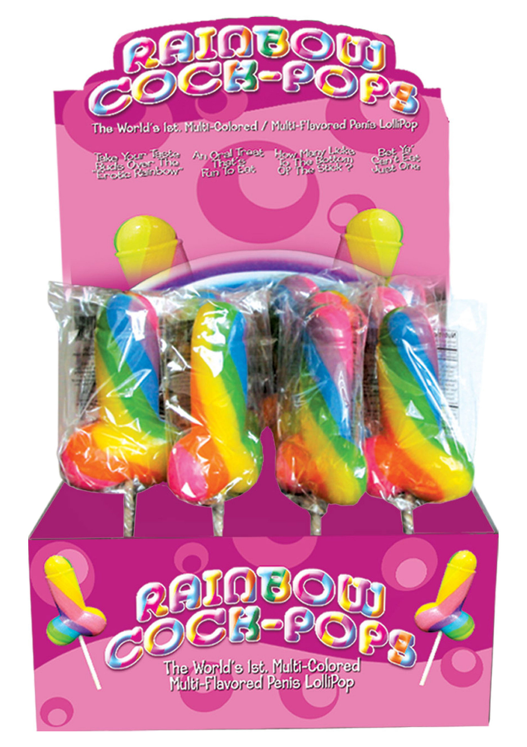 Rainbow Cock Pops Display 12pc