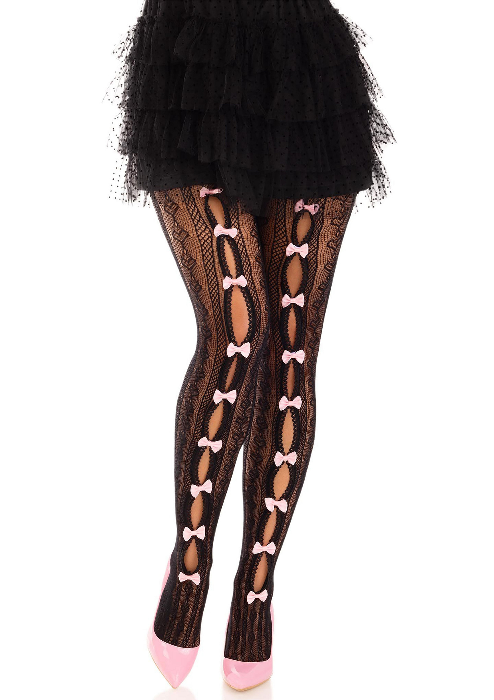 Sweetheart striped net tights