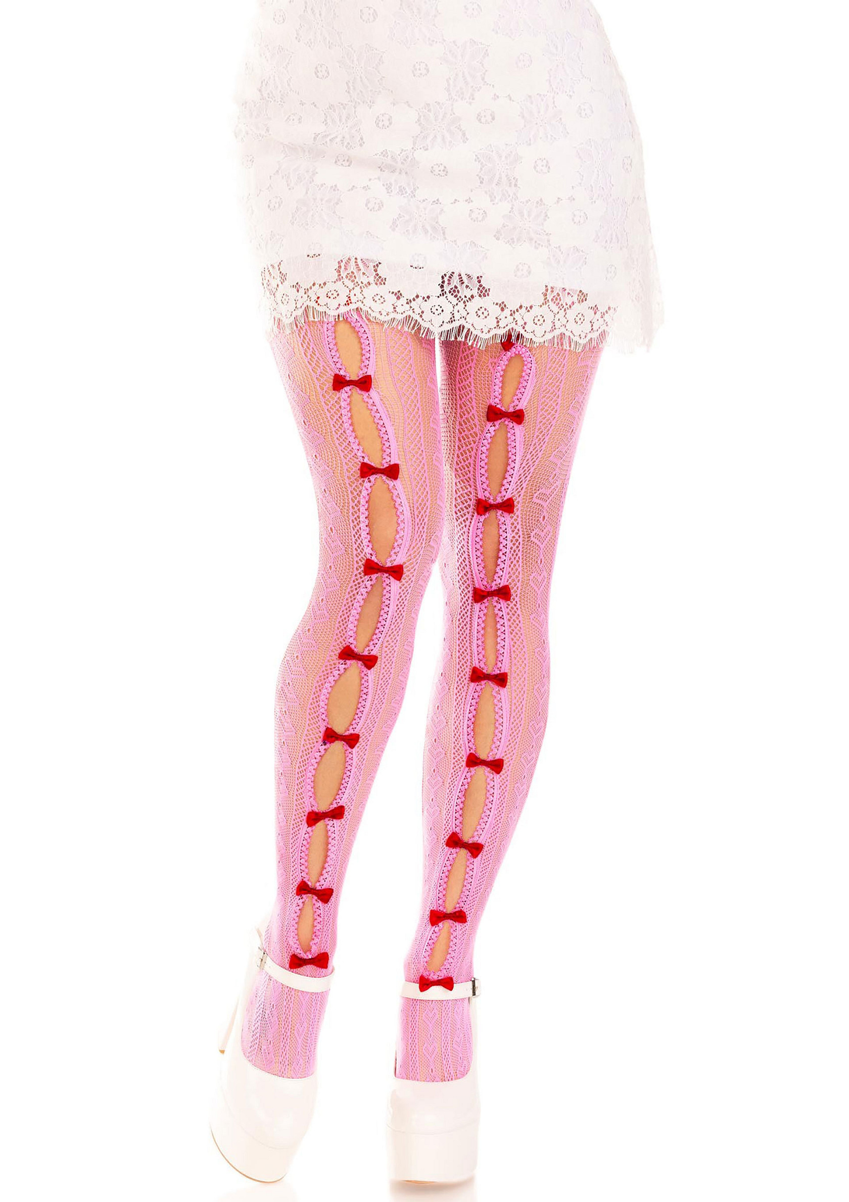 Sweetheart striped net tights