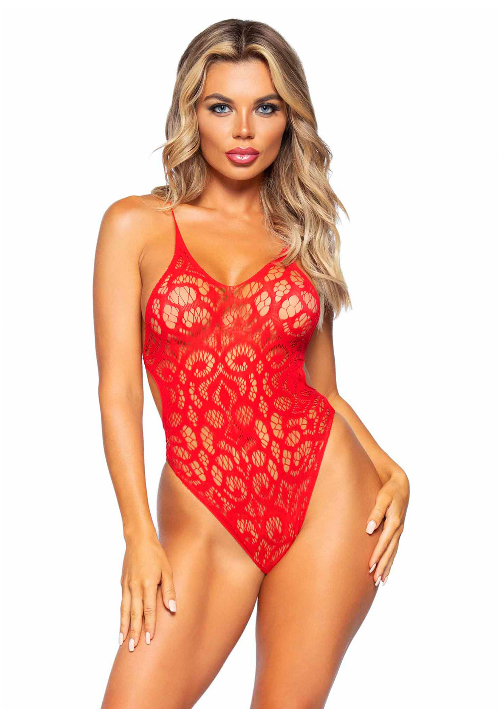 Seamless scroll lace bodysuit