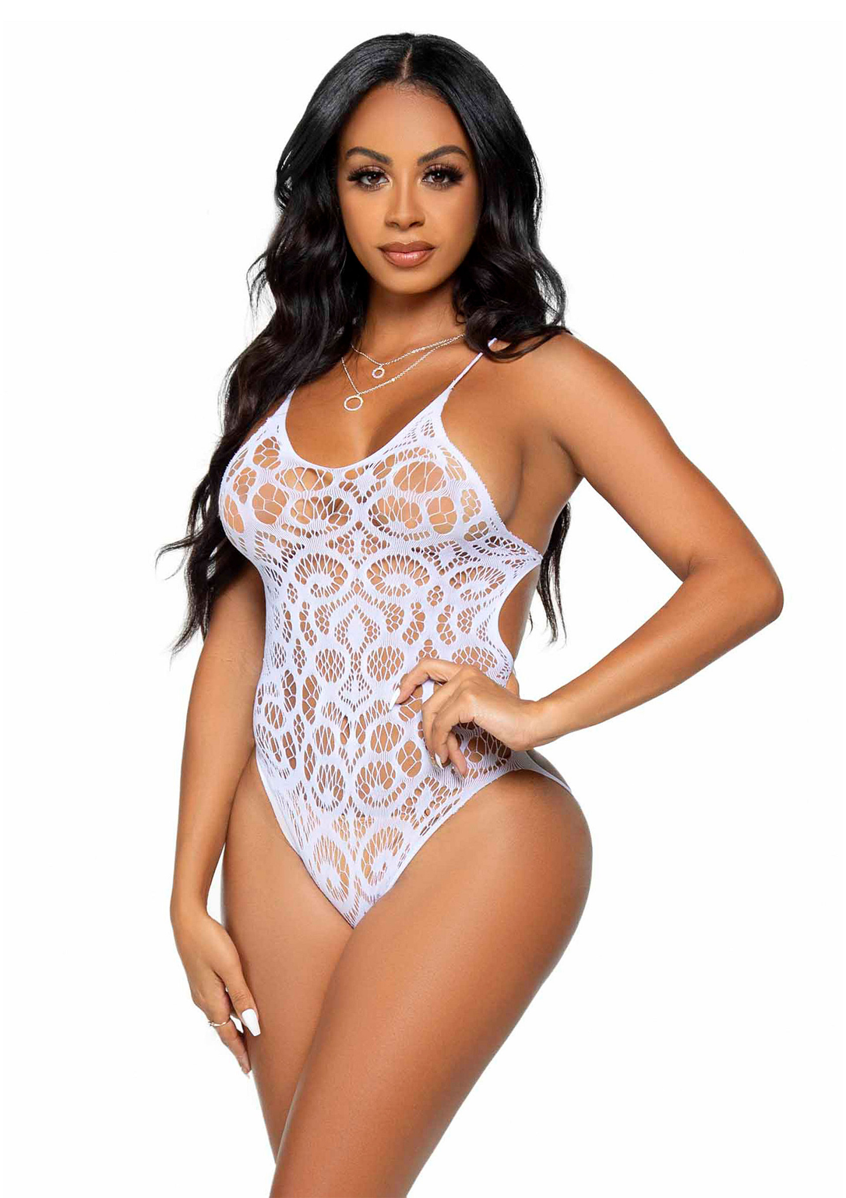 Seamless scroll lace bodysuit